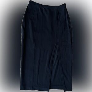 Tadashi Midi Vintage Black Slit Pencil Skit